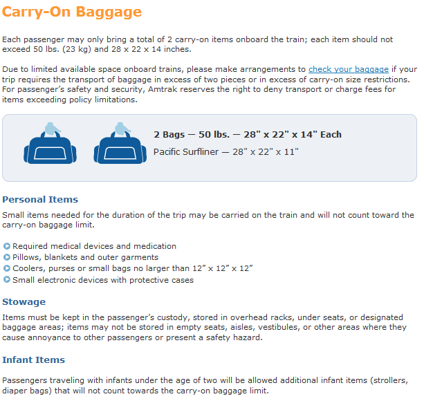 Excess Carry-on Baggage Fee Began October 1, 2015 | Amtrak Unlimited  Discussion Forum