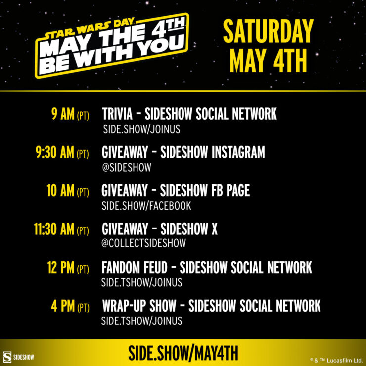 Sideshow May the 4th 2024 Day 4 Event Schedule