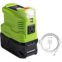 150W Powered Inverter Generator for Ryobi 18V Lithium Battery，ryobi Battery Inverter Power Station with 2-USB&AC 110V-120v，Power Inverter with 200LM LED Light USB Cable, Opens in a new tab