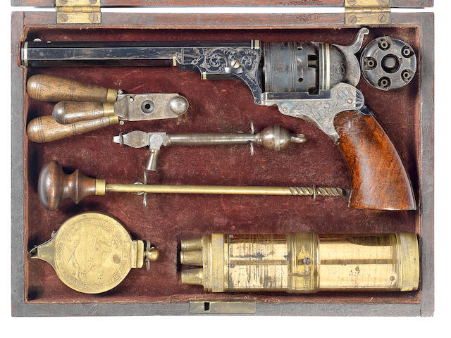 An Exceptionally Rare Cased Deluxe .34 Percussion Colt Paterson No. 2 Belt Model Revolver