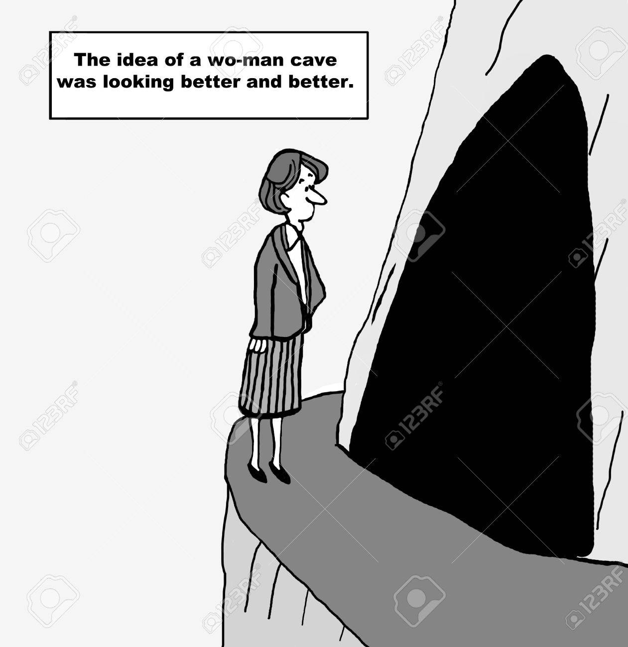 36213447-Cartoon-of-businesswoman-looking-into-a-cave-the-idea-of-a-woman-cave-was-looking-better-and-better--Stock-Photo.jpg