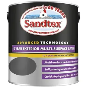 Image of Sandtex 10 Year Exterior Multi-Surface Satin Paint, Bay Tree 2.5L, Paints, Shed Paint, Garden Furniture Paint, Door Paint, Windo