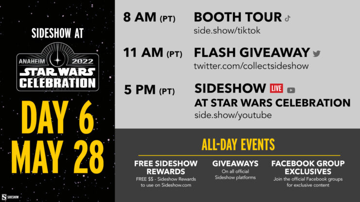 Sideshow Star Wars Celebration Day 6 Sideshow Schedule