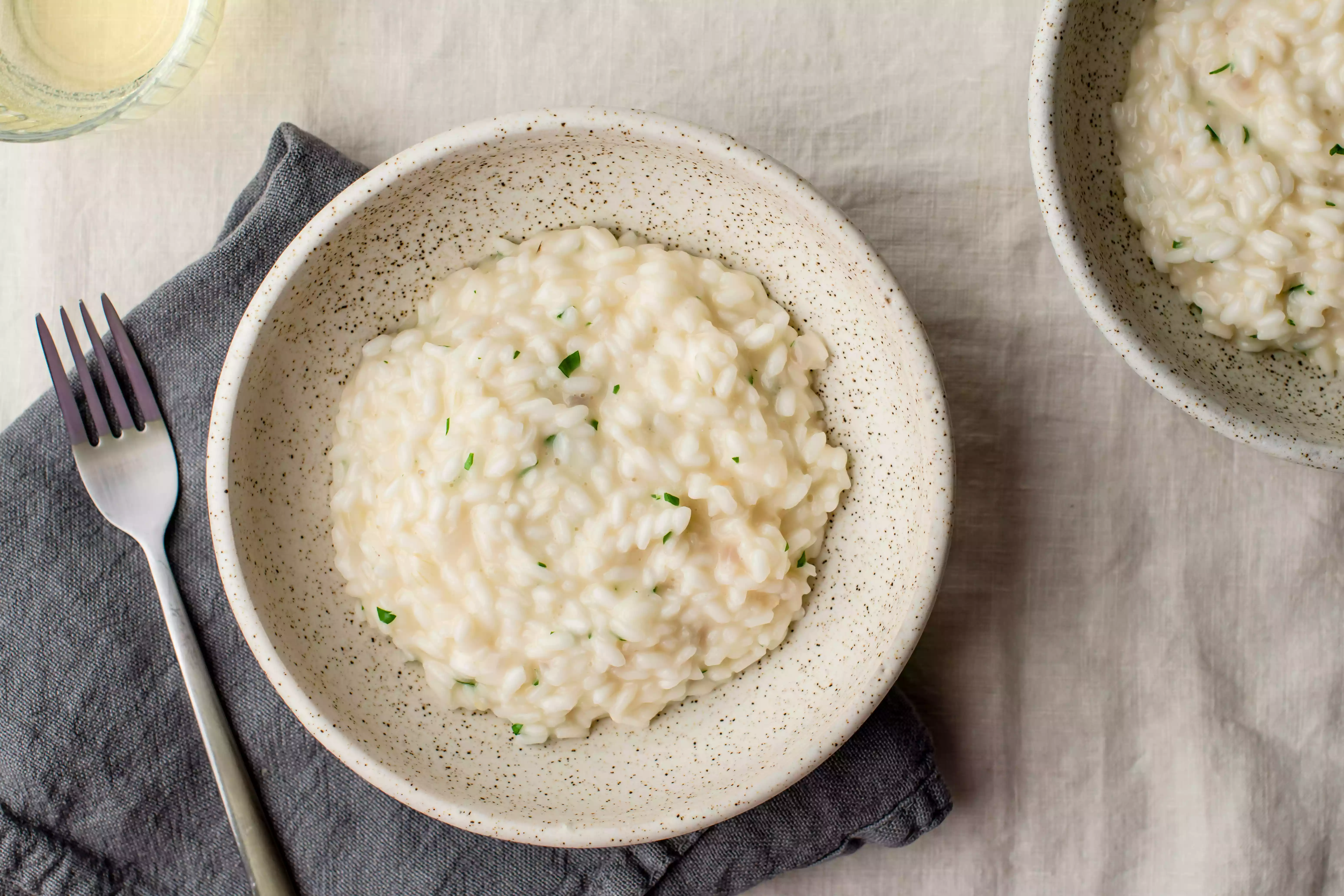 Risotto served in a bowl