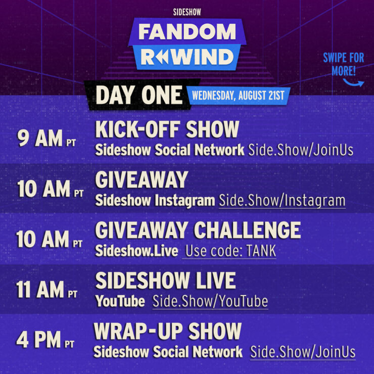 Sideshow Fandom Rewind 2024 Day One Schedule