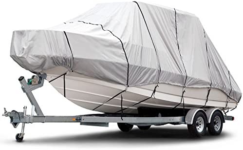 Budge B-1221-X8 1200 Denier Hard Top/T-Top Boat Cover Fits 24 ft. to 26 ft. Beam Width Up to 106 in. 1200 Denier Hard Top/T-Top Boat Cover, Gray
