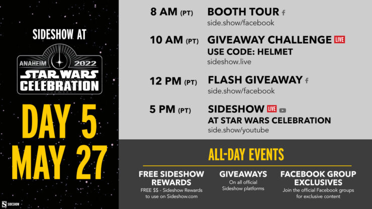 Sideshow Star Wars Celebration Day 5 Sideshow Schedule