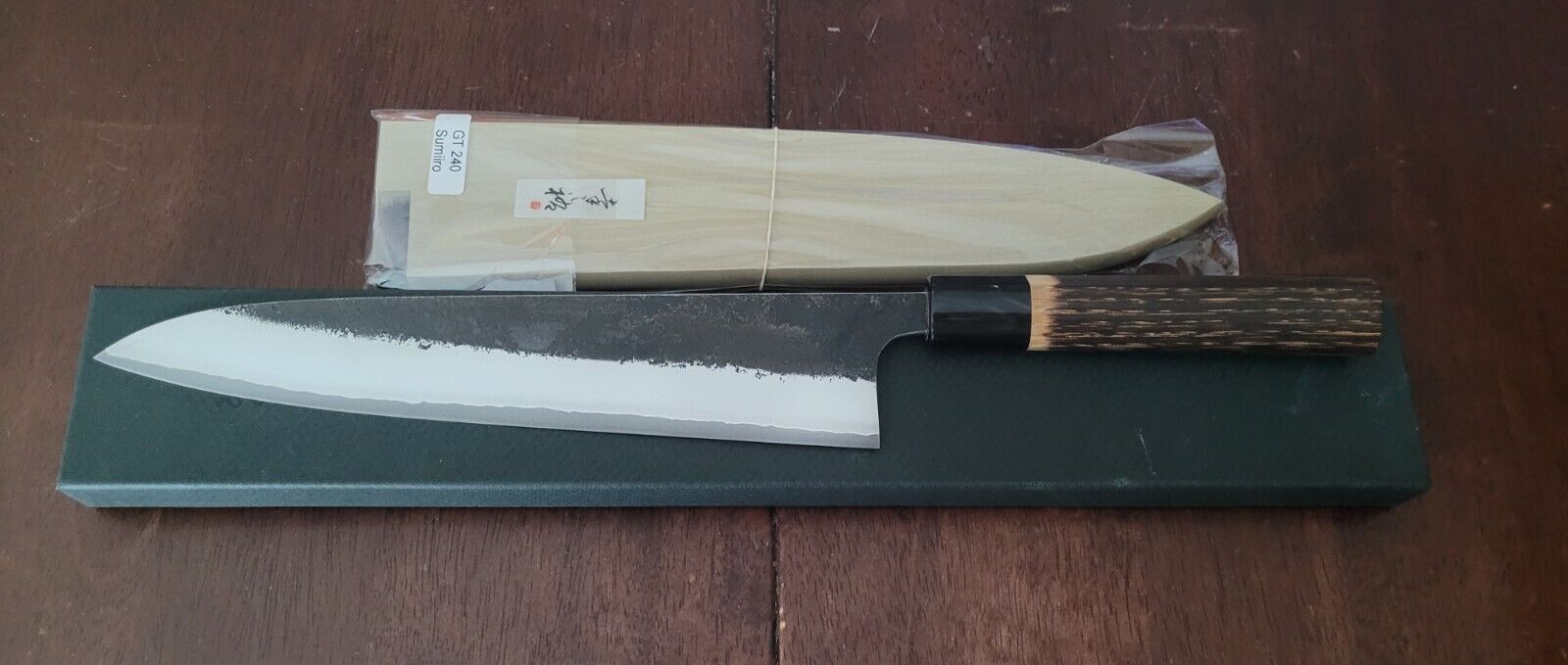 Konosuke Sumiiro 240 Gyuto w/Saya Burnt Chestnut Handle - Picture 4 of 4