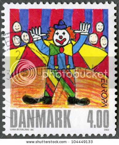 stock-photo-denmark-circa-a-stamp-printed-in-denmark-shows-clown-by-una-ostergard-series-winning-104449133.jpg