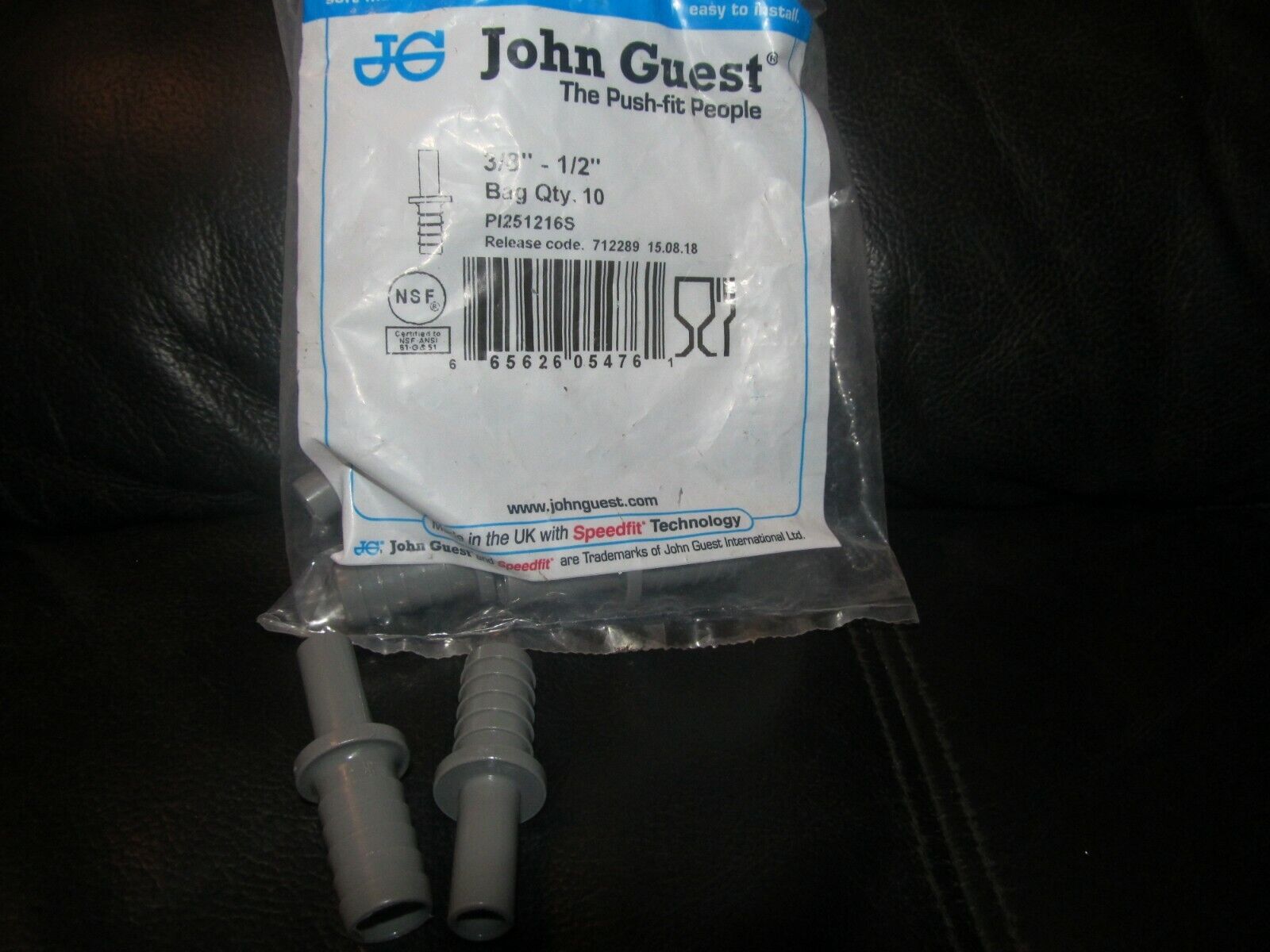 John Guest 2x 3/8-1/2 Tube Hose Stem Fittings - Picture 1 of 1