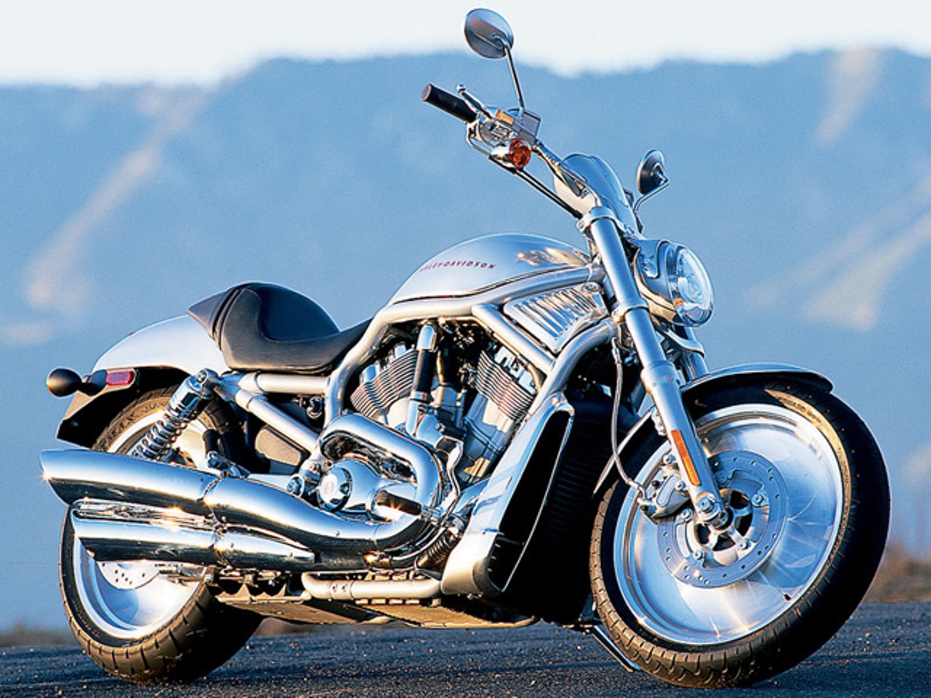 Silver 2001 Harley Davidson VRSC (VRod) on road