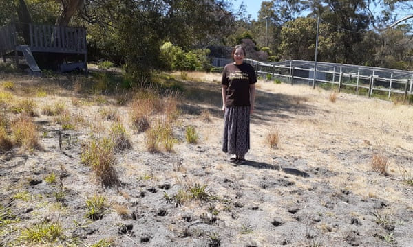 Kathleen Murray from Tasmania who is the winner of the world’s first Ugliest Lawn Competition.