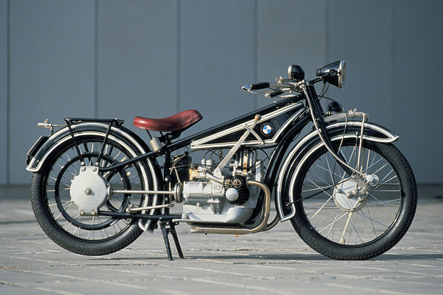 A BMW R32 Motorcycle from 1932 outside