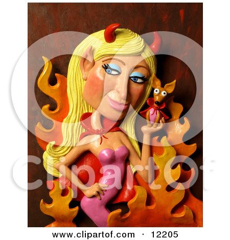 12205-Caricature-Of-The-Beautiful-Blond-Paris-Hilton-As-A-Female-Devil-In-Hell-Wearing-A-Pink-Dress-Red-Cape-And-Horns-And-Standing-In-Front-Of-Flames-While-Holding-Her-Little-Chihuahua-Dog-Tinkerbell-Thats-Hot-Poster-Art-Print.jpg