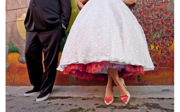 valentines-themed-vintage-wedding-red-purple-petticoat-under-wedding-dress-retro-bridal-heels.jpg