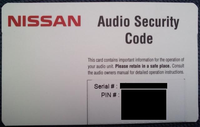Radio security PIN | Nissan Navara Forum