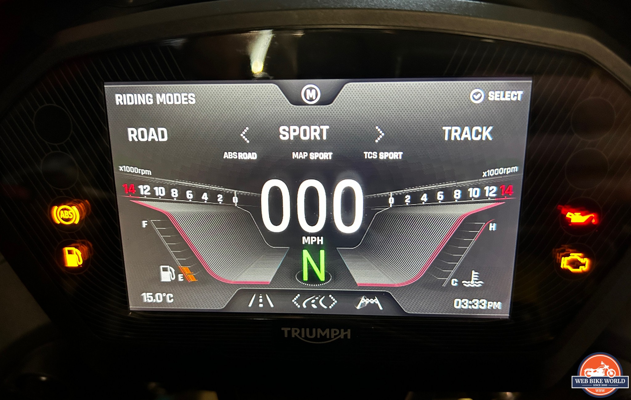 TFT display with various riding modes