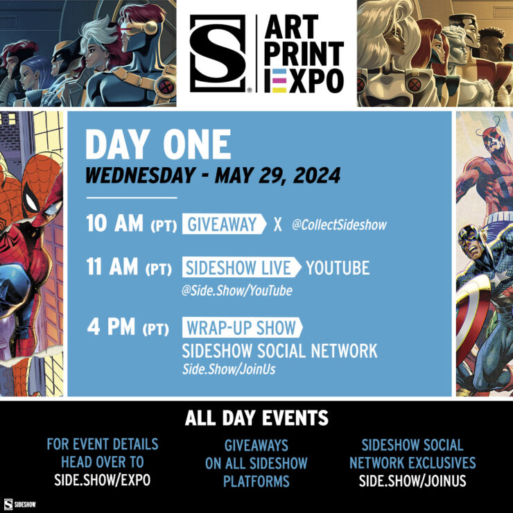 Sideshow Art Print Expo Daily Schedule Day 1 Wednesday May 29