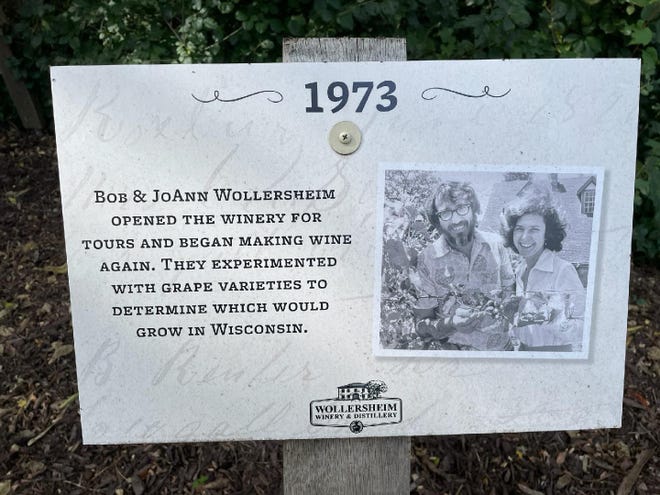 Signs along the entrance path share the Wollersheim Winery's story.