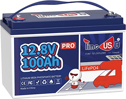 Timeusb 12V 100Ah Pro LiFePO4 Battery, Grade A Battery Cells, Compact Lithium Battery, Built-in 100A BMS,10-Year Lifetime, Perfect for RVs, Solar Home System, and Off-grid Applications