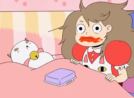 Bee+&+Puppycat+Bee+eating+lasagna+on+sofa.jpg