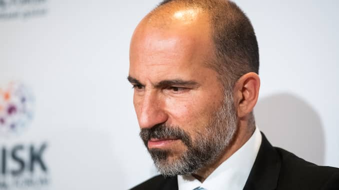 Dara Khosrowshahi, chief executive officer of Uber Technologies Inc., listens during a panel discussion at the Bloomberg Global Business Forum in New York, U.S., on Wednesday, Sept. 26, 2018.