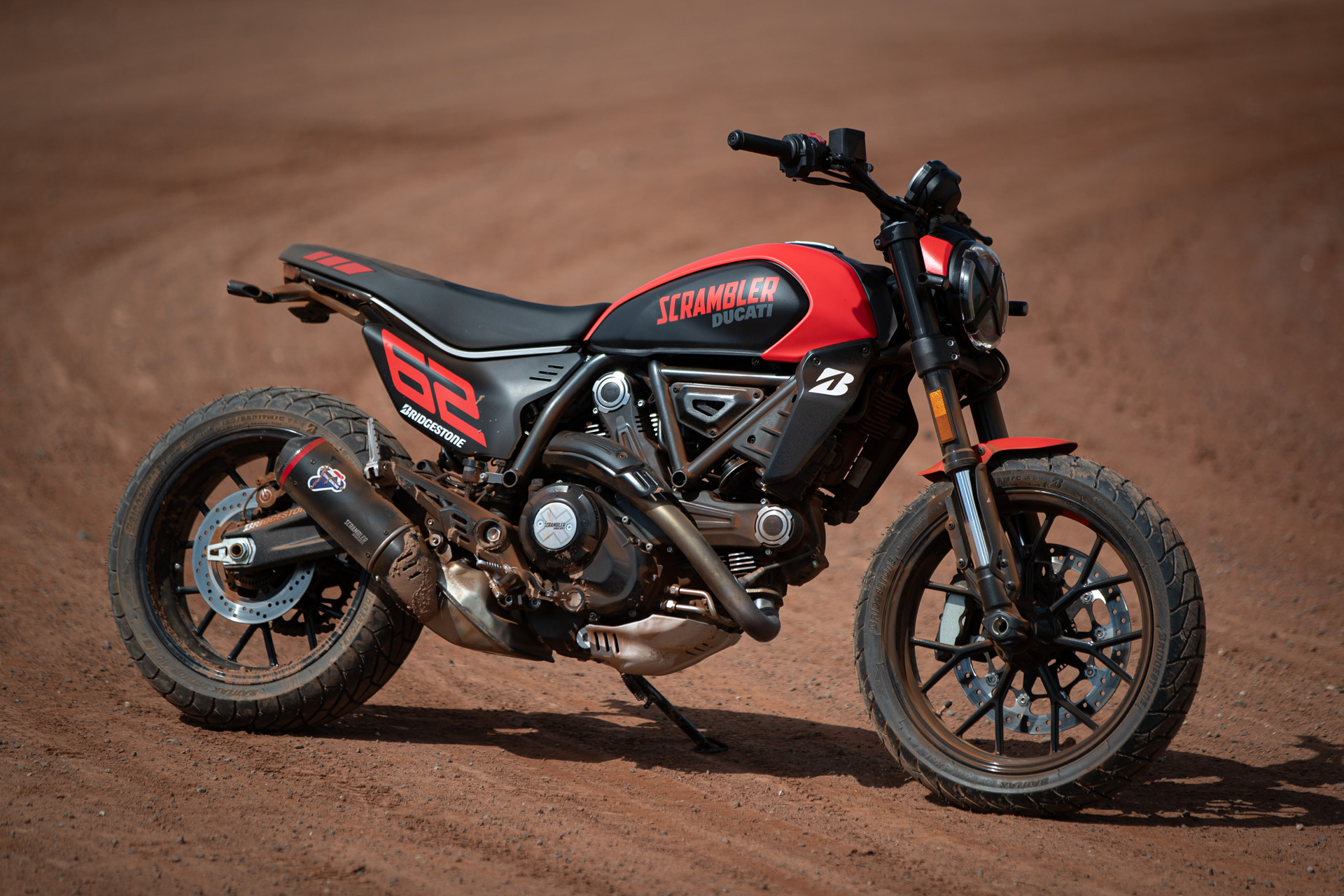 Ducati Scrambler on flat track circuit