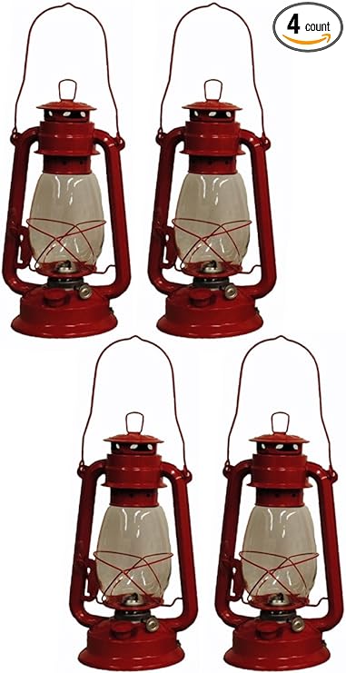 Shop4Omni Red Hurricane Kerosene Oil Lantern Emergency Hanging Light/Lamp - 12 Inches