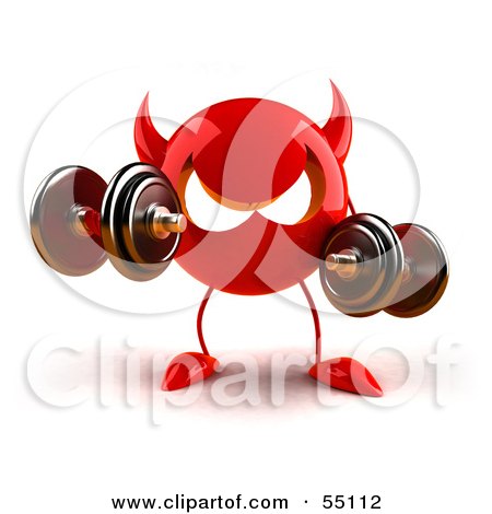 55112-Royalty-Free-RF-Clipart-Illustration-Of-A-3d-Red-Devil-Head-Weight-Lifting.jpg