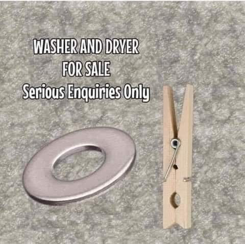 May be an image of text that says WASHER AND DRYER FOR SALE Serious Enquiries Only