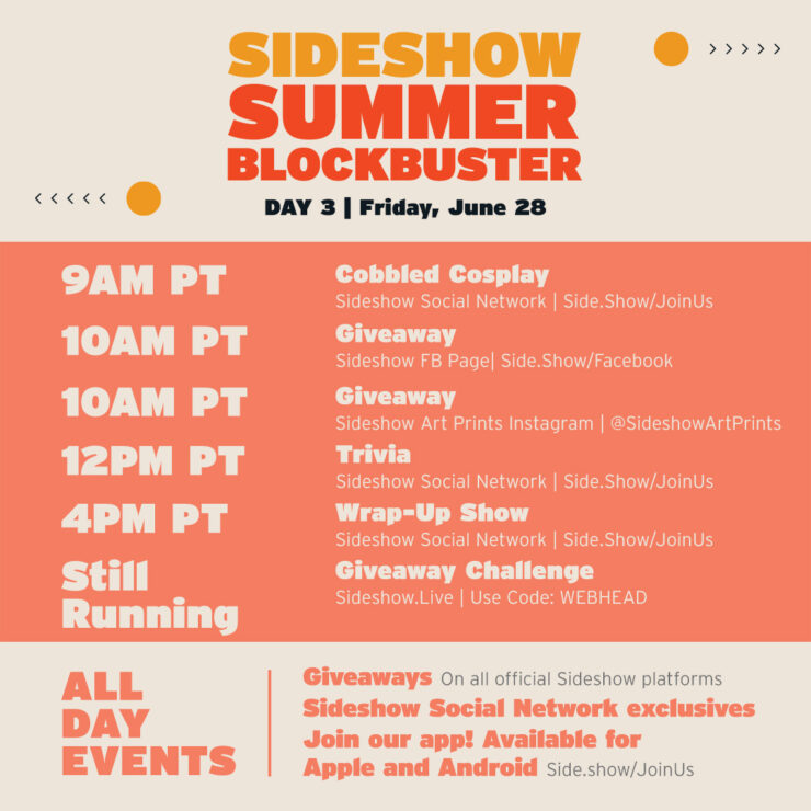 Summer Blockbuster event schedule Day 3