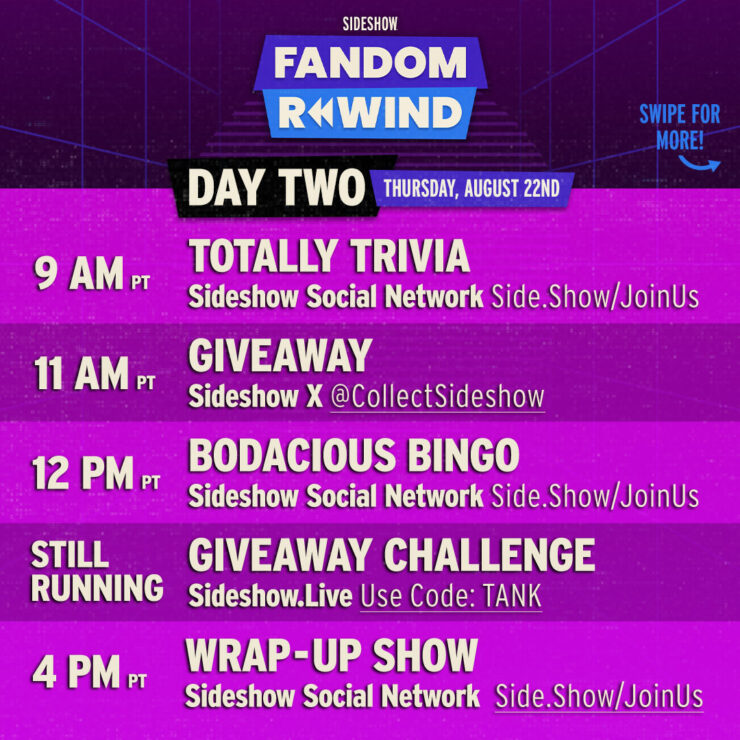 Sideshow Fandom Rewind 2024 Day Two Schedule