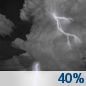 Thursday Night: A 40 percent chance of showers and thunderstorms before 2am.  Mostly cloudy, with a low around 61.