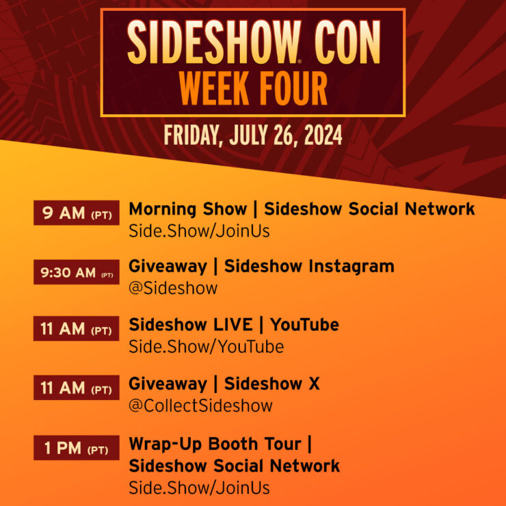 Sideshow Con Schedule Friday July 26