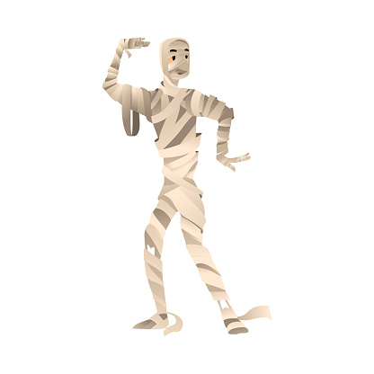 vector-illustration-of-person-in-mummy-costume-for-halloween-party-vector-id1165676589