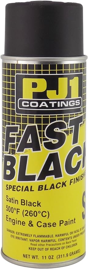 PJ1 16-SAT Satin Black Black Satin Engine Spray Paint (Aerosol), 11 oz