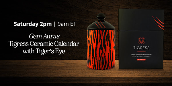 Saturday 2pm | 9am ET  Gem Auras Tigress Ceramic Calendar with Tiger's Eye