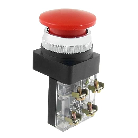 uxcell a12042700ux0294 AC 600V 6A 38 mm 1.5" Red Sign Momentary Mushroom Push Button Switch 1 No 1 NC